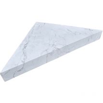 Banc d'angle pour douche en résine imitation marbre - coloris blanc