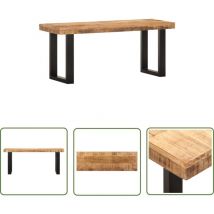 Banc 110 cm Bois de manguier brut massif et acier - The Living Store - Brun