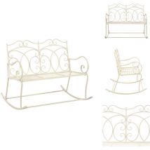 Banc de jardin 104 cm Fer Blanc antique - Banc De Jardin - Banc Extérieur - Mobilier De Jardin - Fer Forgé - Blanc Antique