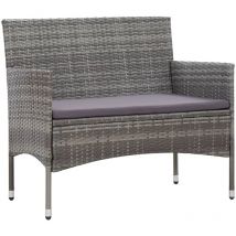 Yoyo - Banc de jardin Banc d'extérieur Banquette 105 cm Résine tressée Gris 83830