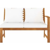 INLIFE Banc de jardin 114,5 cm avec coussin crème Bois solide d'acacia