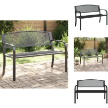 Banc de jardin 119 cm noir acier - Banc De Jardin - Mobilier De Jardin - Banc Extérieur - Chaise Longue - Design Moderne
