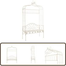 Banc de jardin 122 cm Fer Blanc antique - Banc De Jardin - Banc Exterieur - Mobilier De Jardin - Chaise Longue Extérieure - Fer Forgé