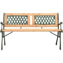 Inlife Banc De Jardin 122 Cm Fonte Et Bois De Sapin Massif