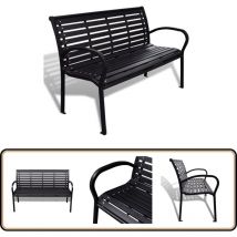 Banc de jardin 125 cm acier et wpc noir - Banc De Jardin - Mobilier De Jardin - Banc Patio - Banc Exterieur - Chaise Longue