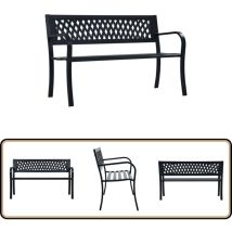 Banc de jardin 125 cm Noir Acier - Banc De Jardin - Mobilier De Jardin - Banc D'extérieur - Chaise Longue Extérieure - Design Moderne