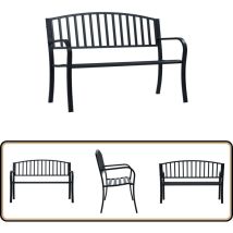 Banc de jardin 125 cm Noir Acier - Banc De Jardin - Mobilier De Jardin - Banc Extérieur - Meubles De Jardin - Chaise Longue