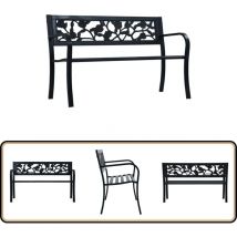 Vidaxl - Banc de jardin 125 cm Noir Acier - Banc De Jardin - Mobilier De Jardin - Banc Extérieur - Style Vintage - Banc Noir