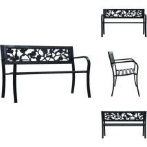 Banc de jardin 125 cm Noir Acier - Banc De Jardin - Mobilier De Jardin - Banc Extérieur - Style Vintage - Banc Noir