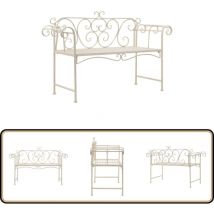 Banc de jardin 132 cm Métal Antique Blanc - Banc De Jardin - Mobilier De Jardin - Banc Extérieur - Style Vintage - Banc En Métal