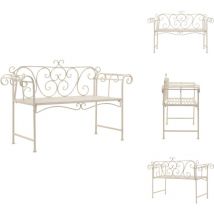 Banc de jardin 132 cm Métal Antique Blanc - Banc De Jardin - Mobilier De Jardin - Banc Extérieur - Style Vintage - Banc En Métal