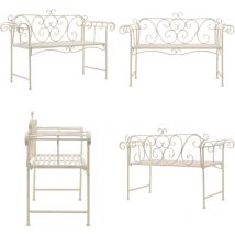 Banc de jardin 132 cm Métal Antique Blanc - Banc De Jardin - Mobilier De Jardin - Banc Extérieur - Style Vintage - Banc En Métal - Home & Living