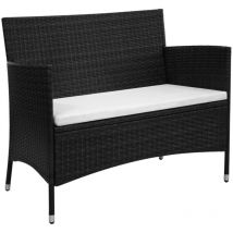 Banc de jardin 90 cm Résine tressée Noir