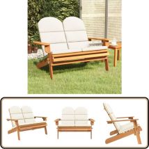 Banc de jardin Adirondack et coussins 126 cm bois massif acacia - Banc De Jardin - Mobilier De Jardin - Chaise Longue - Meubles De Jardin - Bois