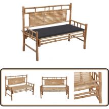 Banc de jardin avec coussin 120 cm Bambou - Banc De Jardin - Mobilier De Jardin - Banc En Bambou - Chaise Extérieure - Assise Confortable