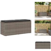 Banc de jardin avec coussin gris 110x40x44 cm résine tressée - Banc De Jardin - Bancs De Jardin - Banc D'extérieur - Banc De Parc
