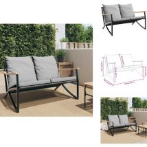 Banc de jardin avec coussins 120 cm noir acier - Banc De Jardin - Bancs De Jardin - Banc - Banc D'extérieur