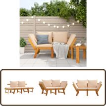 Banc de jardin avec coussins 2 en 1 bois d'acacia massif - Banc De Jardin - Meuble De Jardin - Siège De Jardin - Banc Pliable - Chaise Longue