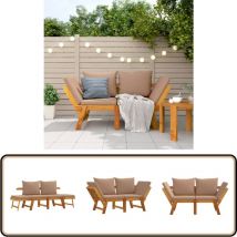 Banc de jardin avec coussins 2 en 1 bois d'acacia massif - Banc De Jardin - Meuble De Jardin - Siège De Jardin - Banc Pliable - Chaise Longue