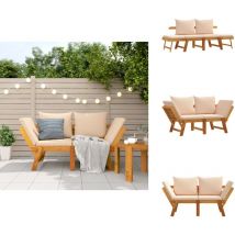 Banc de jardin avec coussins 2 en 1 bois d'acacia massif - Banc De Jardin - Meuble De Jardin - Siège De Jardin - Banc Pliable - Chaise Longue