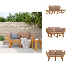 Banc de jardin avec coussins 2 en 1 bois d'acacia massif - Banc De Jardin - Meuble De Jardin - Siège De Jardin - Banc Pliable - Chaise Longue