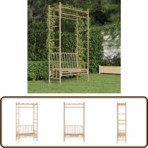 Banc de jardin avec pergola 116 cm Bambou - Banc De Jardin - Meuble De Jardin - Mobilier De Jardin - Pergola - Bambou