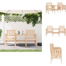 Banc de jardin avec table 2 places bois de pin massif - Banc De Jardin - Banc Extérieur - Mobilier De Jardin - Table Intégré - Bois De Pin
