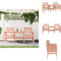 Banc de jardin avec table 2 places bois massif de douglas - Banc De Jardin - Meuble De Jardin - Mobilier De Jardin - Banc Extérieur - Table Intégré