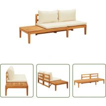 The Living Store Banc de jardin avec table et coussins Blanc crème Teck solide - Banc De Jardin - Mobilier De Jardin - Meuble De Jardin - Bois