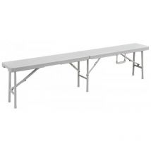 Kz Garden - Banc de jardin blanc 180x25xH43 pliable Haute résistance Camping Réceptions festivals évènements