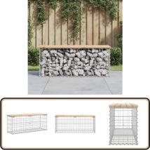 Banc de jardin design de gabion 103x31,5x42 bois massif de pin - Banc De Jardin - Mobilier De Jardin - Banc Extérieur - Meuble De Jardin - Banc Design