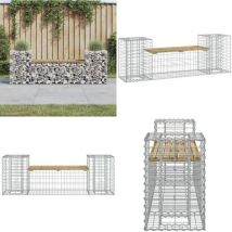 Banc de jardin design gabion 183x41x60,5cm bois de pin imprégné - Banc De Jardin - Mobilier De Jardin - Banc Extérieur - Banc Design - Jardiniere
