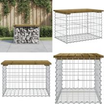 Banc de jardin design gabion 63x44x42 cm bois de pin imprégné - Banc De Jardin - Mobilier De Jardin - Banc Extérieur - Meuble De Jardin - Banc Design