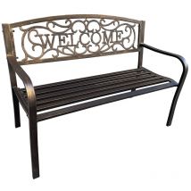 Akord - Banc de Jardin en Brun irys avec Pieds en Acier et dossier en fonte, Largeur 127 cm