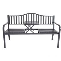 Banc de jardin en métal 2en1 avec table pliante intégrée - environ 150 cm - coloris : anthracite