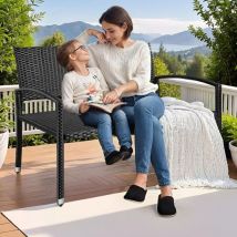 Banc de Jardin en Rotin, Banc Extérieur, Banc Balcon 2 Places,Mobilier de Jardin,Rotin Unilatéral,122x60x85cm, Noir