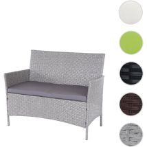 Banc de jardin Halden en polyrotin, banquette - marron chiné, coussin vert