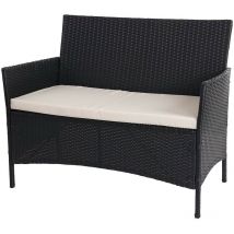 Mendler - Banc de jardin Halden en polyrotin, banquette - anthracite, coussin crème