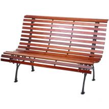 Banc de jardin HHG-695, banc du parc, banquette en bois, 2 places, 122cm, 24kg, marron