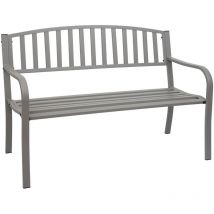 Banc de jardin HHG-696, banc du parc, 2 places, acier thermolaqué, gris