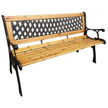 Akord - Banc de Jardin Noir mirt avec Bois laqué et Pieds en fonte, Largeur 127 cm