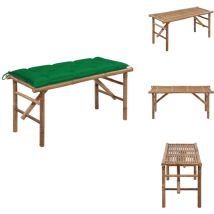 Vidaxl - Banc de jardin pliable avec coussin 118 cm Bambou - Banc De Jardin - Banc Pliable - Mobilier De Jardin - Chaise De Jardin - Meubles De Jardin