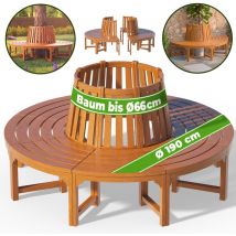 Banc de jardin rond ø 190 cm en bois d'eucalyptus Certifié fsc robuste banc circulaire tour d'arbre banquette ronde - Casaria