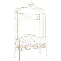 Banc de jardin,Banquette de jardin 122 cm Fer Blanc antique CFW29028