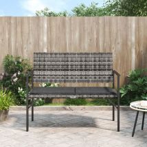 Banc de jardin,Banquette de jardin à 2 places avec coussin gris résine tressée CFW55997