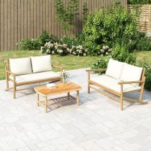 Banc de jardin,Banquette de jardin avec coussins blanc crème bambou CFW98999