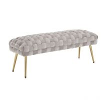 Banc de Lit pour Chambre Banc en Velours Banc à Entrée Moderne avec Coussin Epais pour Chambre/Salon, Washon, Gris