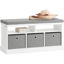 Banc de Rangement avec Coussin Rembourré, 2 Compartiments et 3 Paniers Meuble Bas Entrée FSR67-HG Sobuy