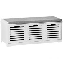FSR23-W Banc de Rangement avec coussin rembourré et 3 cubes, Meuble d'Entrée Commode à Chaussure - Sobuy