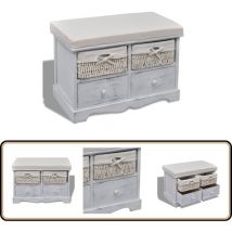 Banc de rangement Blanc 62x33x42 cm Bois de paulownia - Banc De Rangement - Banc Coffre - Meuble De Rangement - Mobilier De Jardin - Banc Extérieur